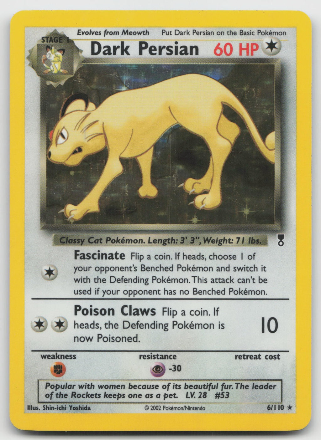 Dark Persian Holo Rare Legendary Collection 6/110 HP