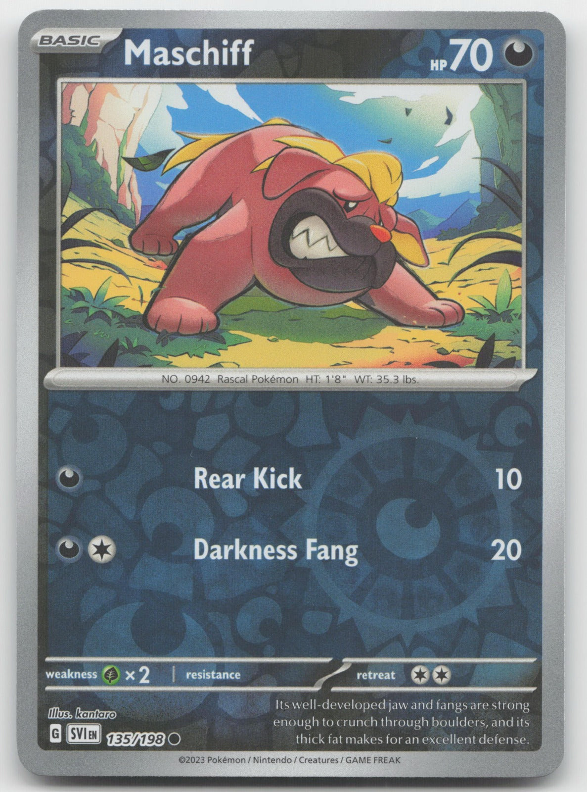 Maschiff Reverse Holo Common SV01: Scarlet & Violet Base Set 135/198 NM