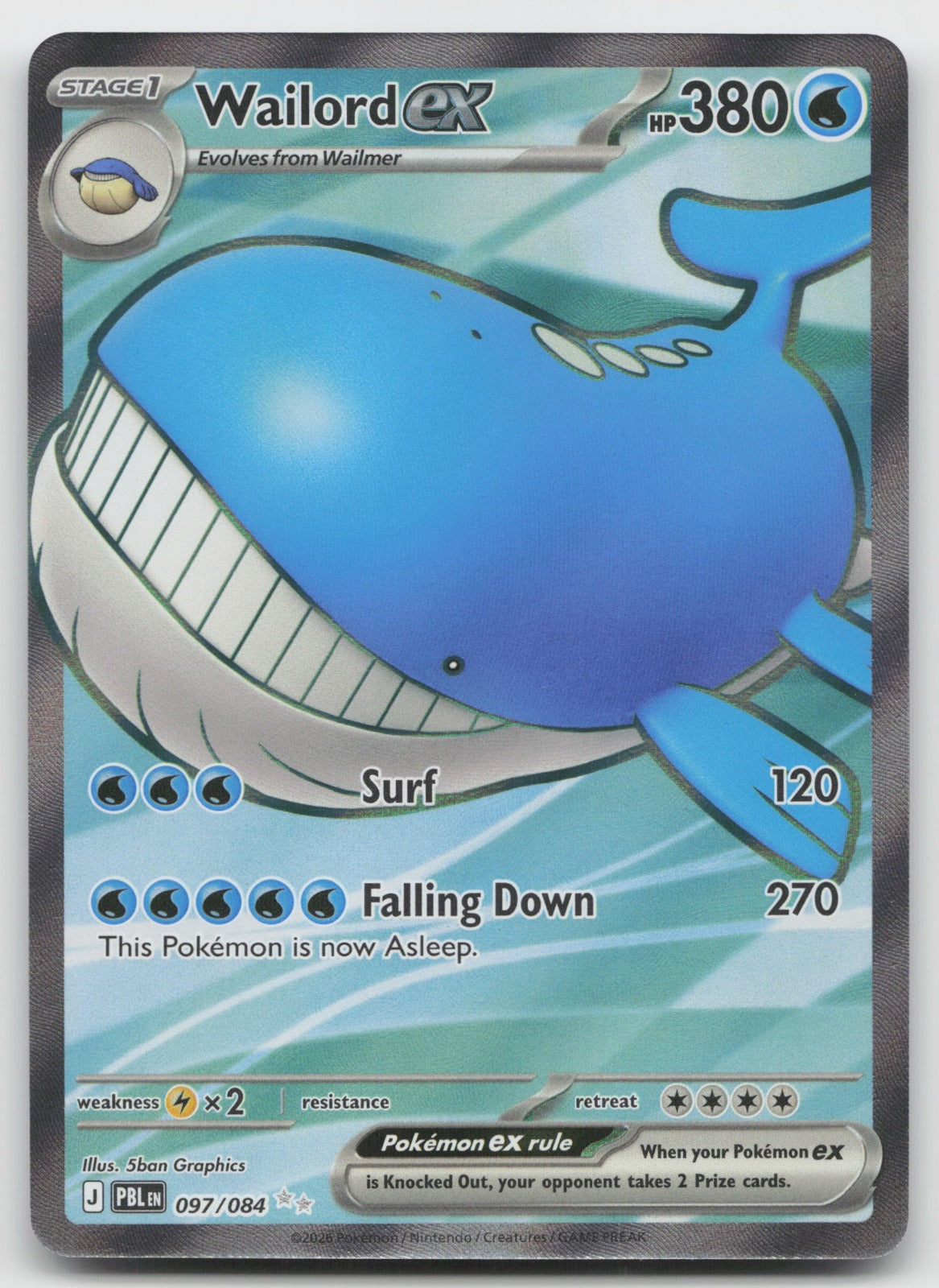 Wailord ex Holo Ultra Rare ME05: Pitch Black 097/084 NM