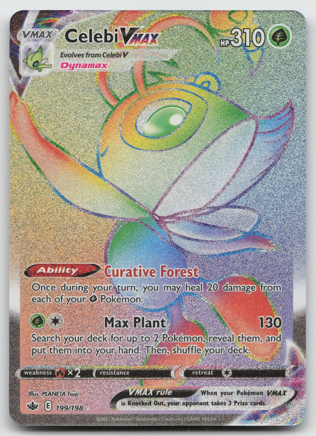 Celebi VMAX (Secret) Holo Rainbow Rare SWSH06: Chilling Reign 199/198 NM