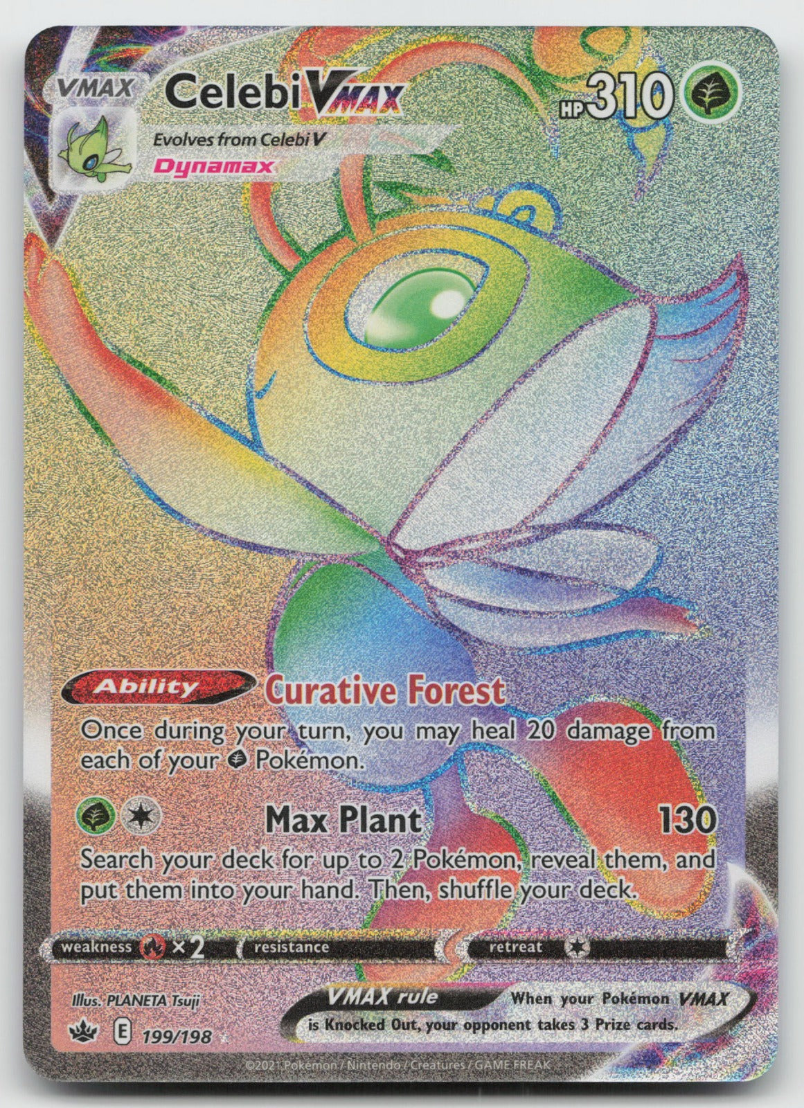 Celebi VMAX (Secret) Holo Rainbow Rare SWSH06: Chilling Reign 199/198 NM