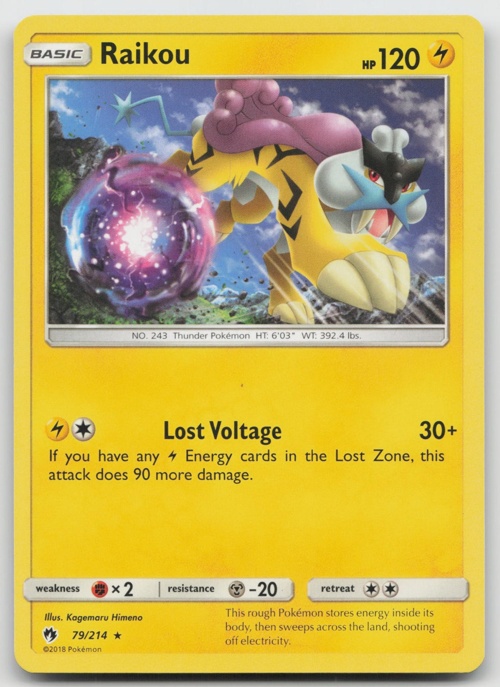 Raikou Rare SM - Lost Thunder 79/214 NM