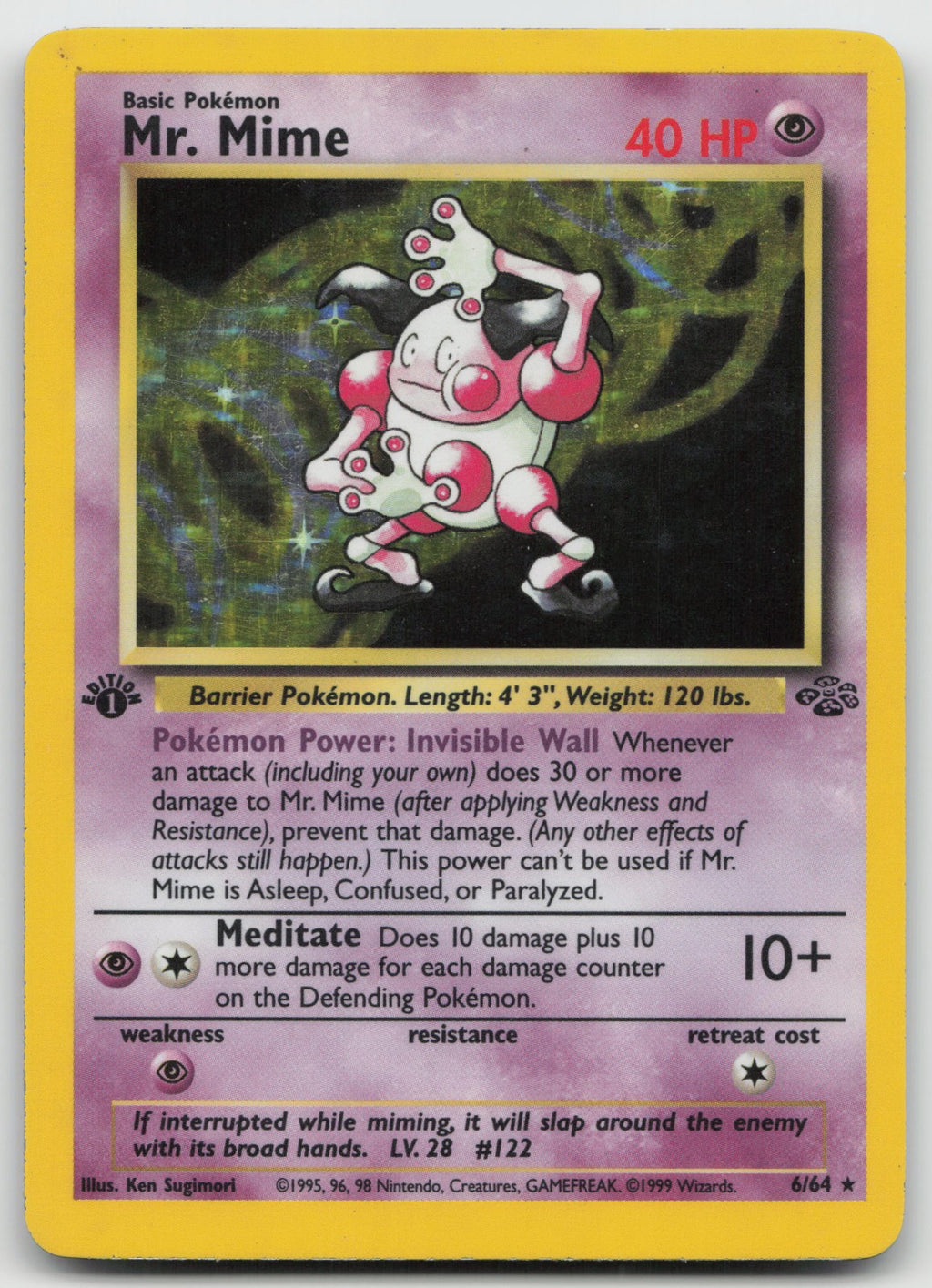 Mr. Mime Holo Rare 1st Edition Jungle 6/64 MP