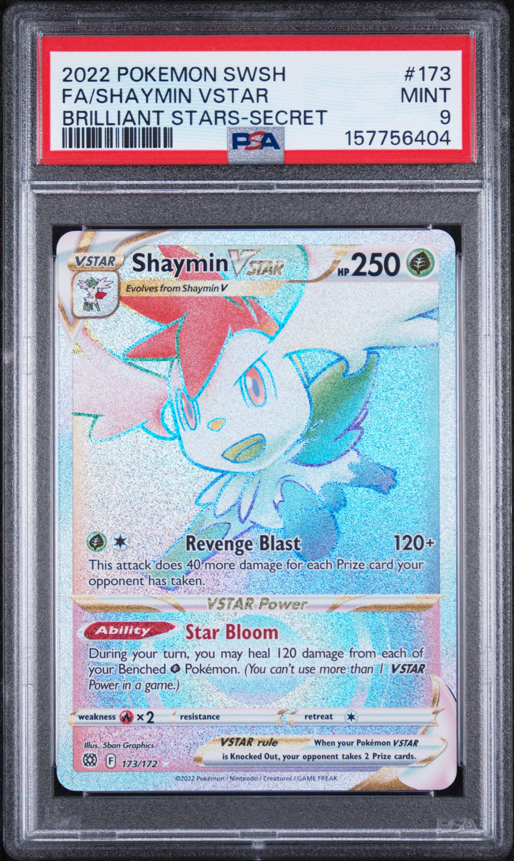 Shaymin Vstar Secret Rainbow Pokemon Sword Shield Brilliant Stars 173/172 PSA 9