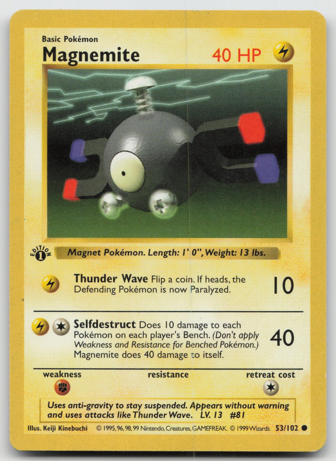 Magnemite Common 1st Edition Base Set (Shadowless) 53/102 MP