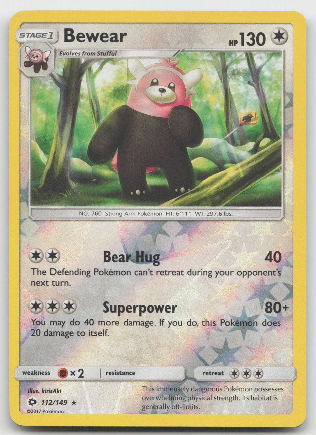 Bewear Rare Reverse Holofoil SM Base Set 112/149 NM