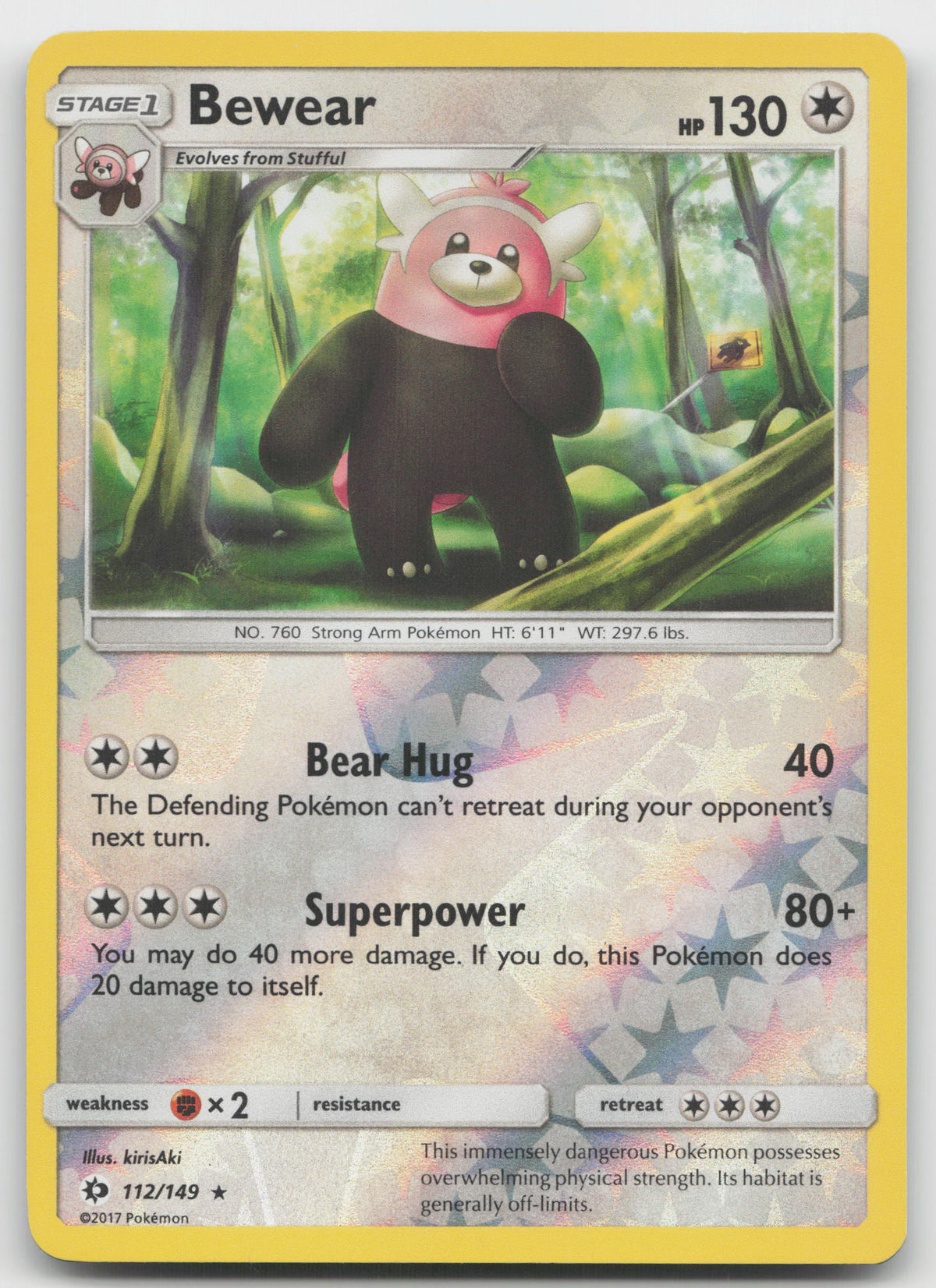 Bewear Rare Reverse Holofoil SM Base Set 112/149 NM