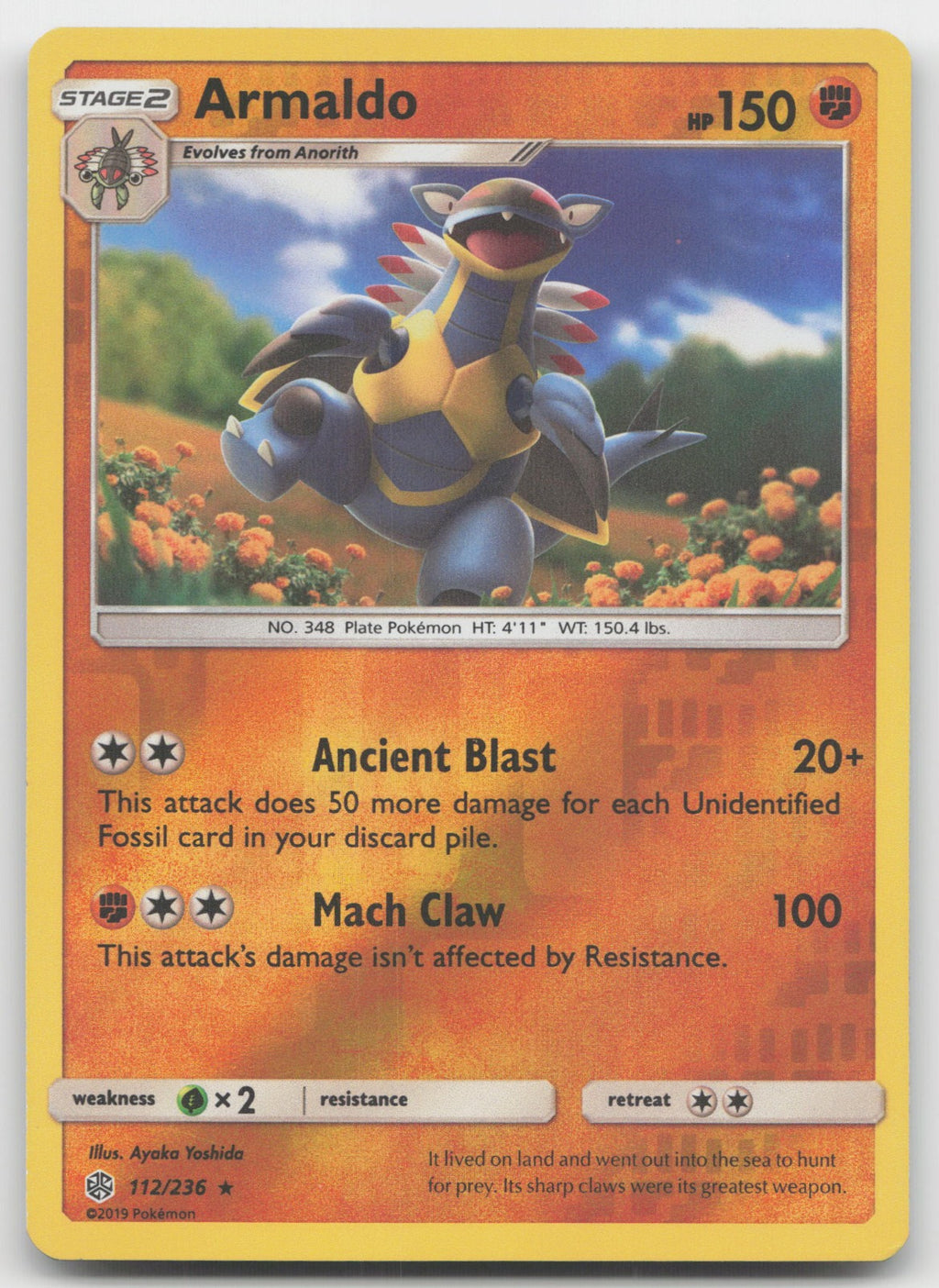 Armaldo Reverse Holo Rare SM - Cosmic Eclipse 112/236 NM
