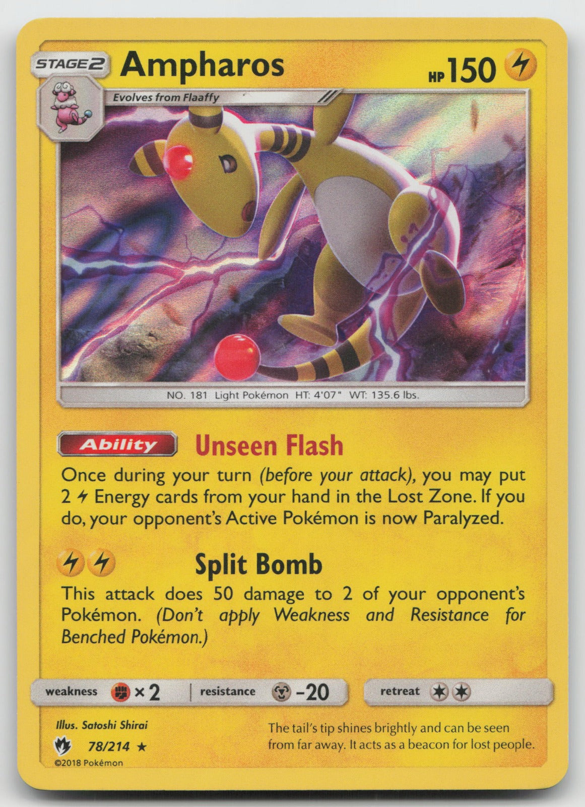 Ampharos Holo Rare SM - Lost Thunder 78/214 NM