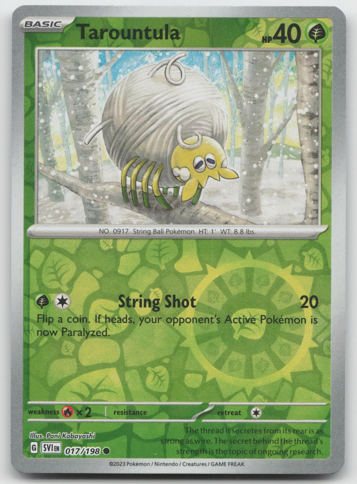 Tarountula Reverse Holo Common SV01: Scarlet & Violet Base Set 017/198 NM