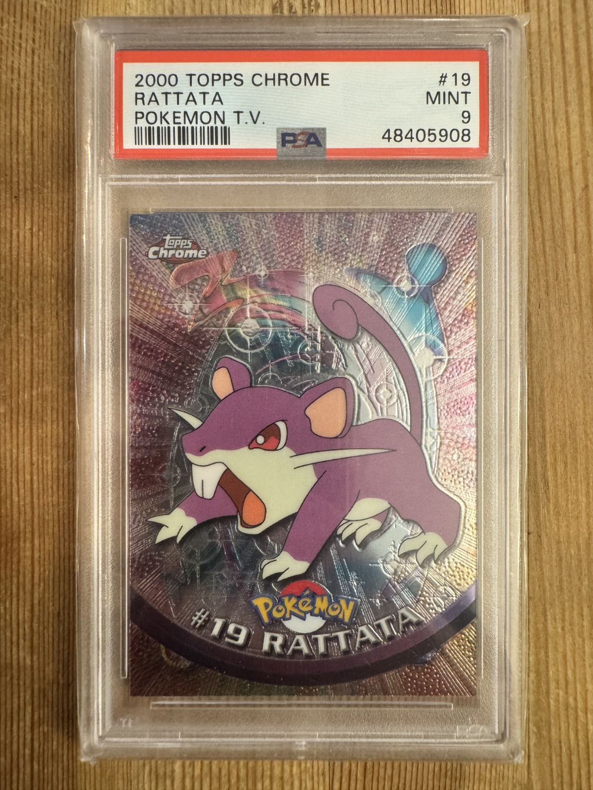 Rattata Topps Chrome 2000 19 Pokemon TV Holo Foil PSA 9