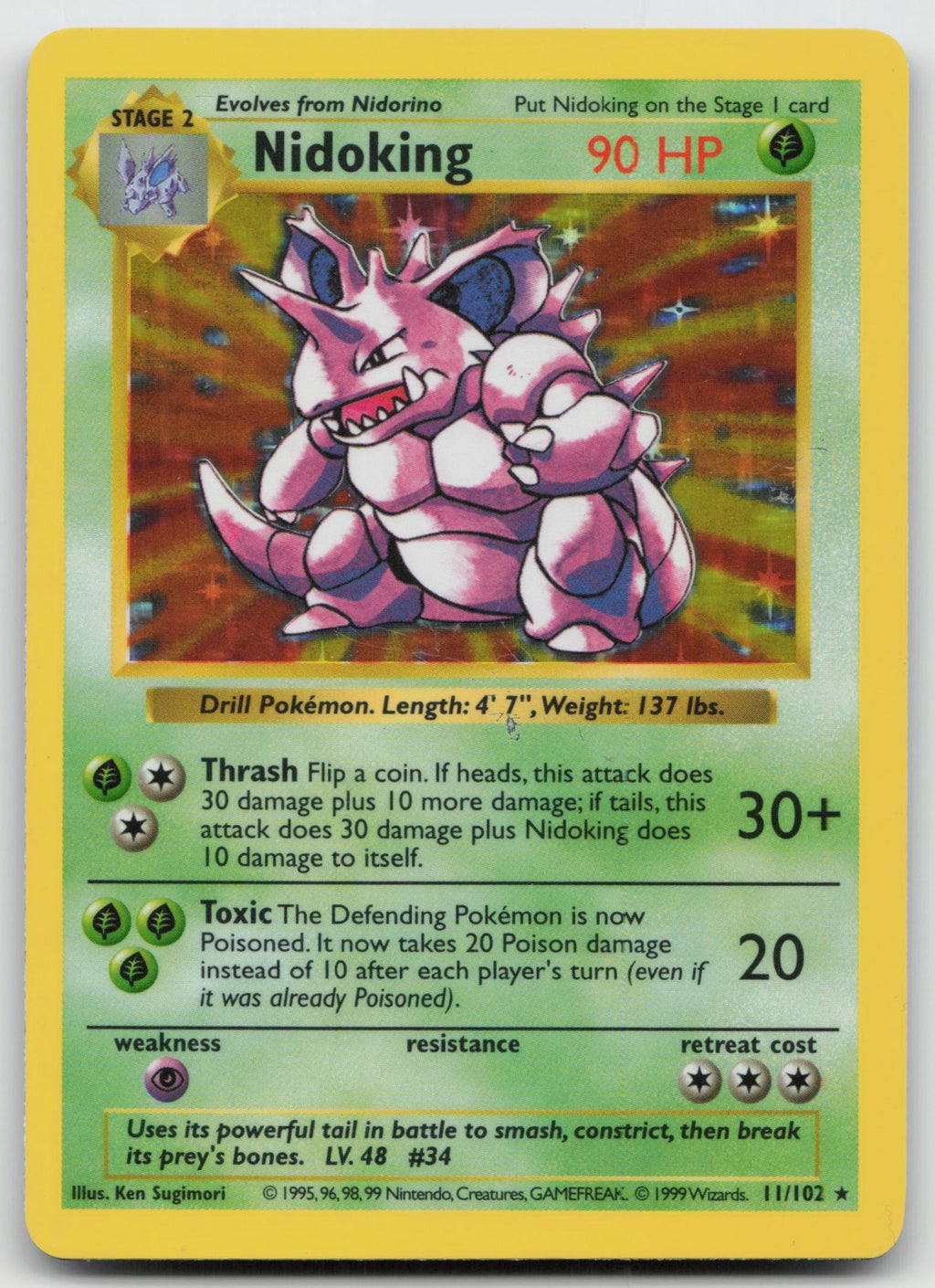 Nidoking Holo Rare Base Set (Shadowless) 11/102 LP