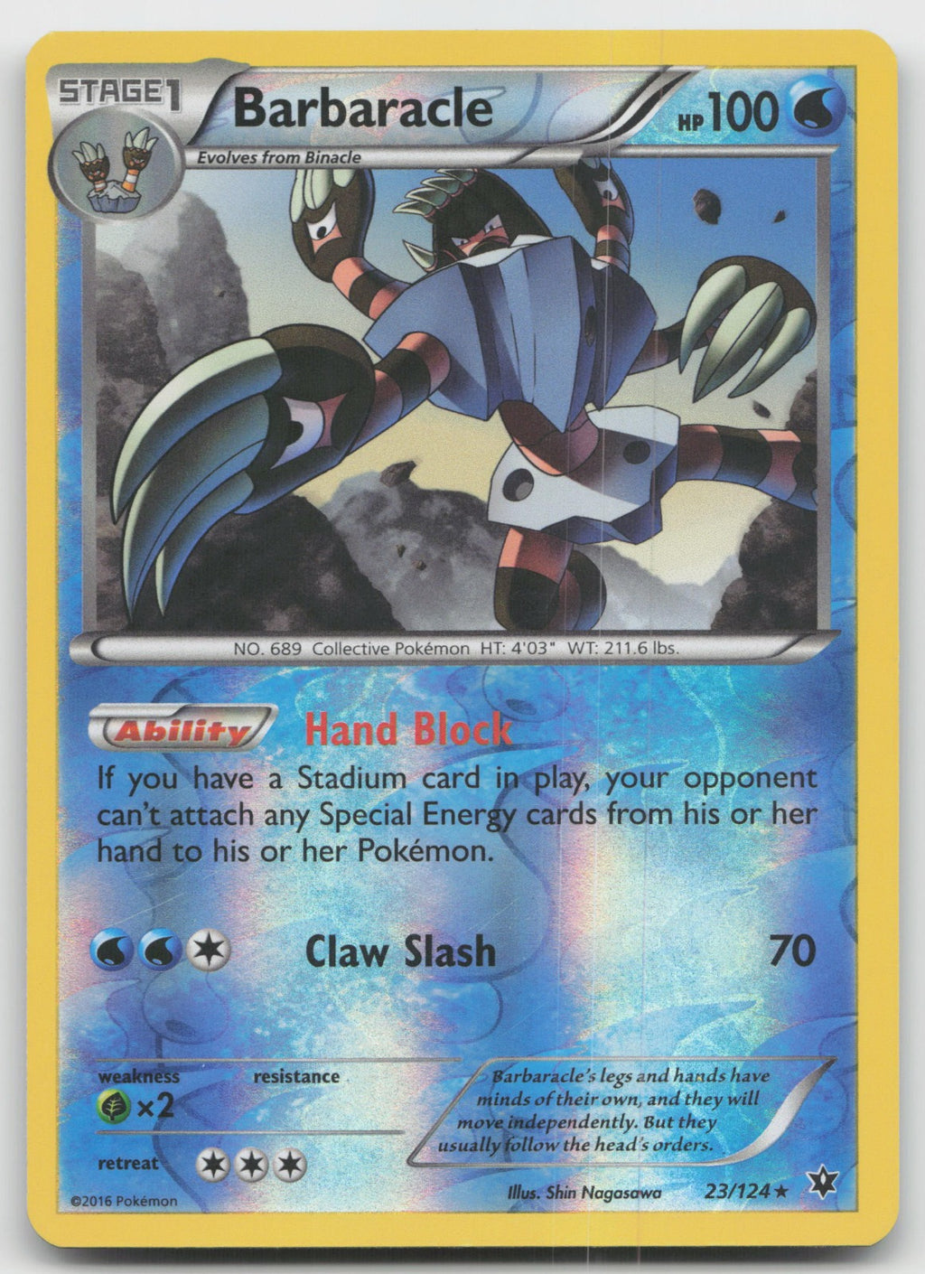 Barbaracle Rare Reverse Holo XY - Fates Collide 23/124 LP