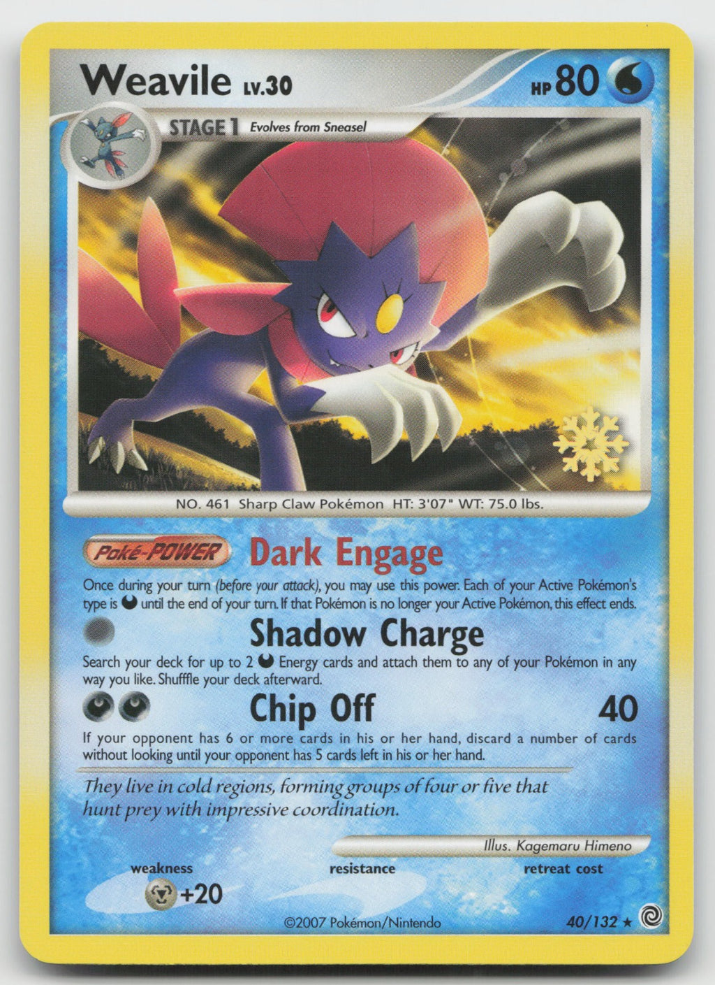 Weavile Countdown Calendar Diamond & Pearl Mysterious Treasures Promo 40/132 LP