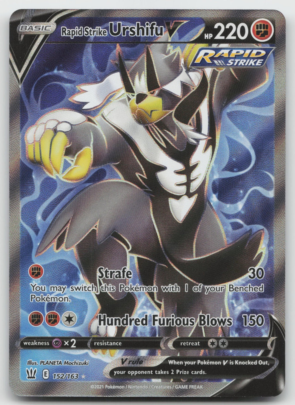 Rapid Strike Urshifu V Full Art Ultra Rare Holo SWSH05: Battle Styles 152/163 NM