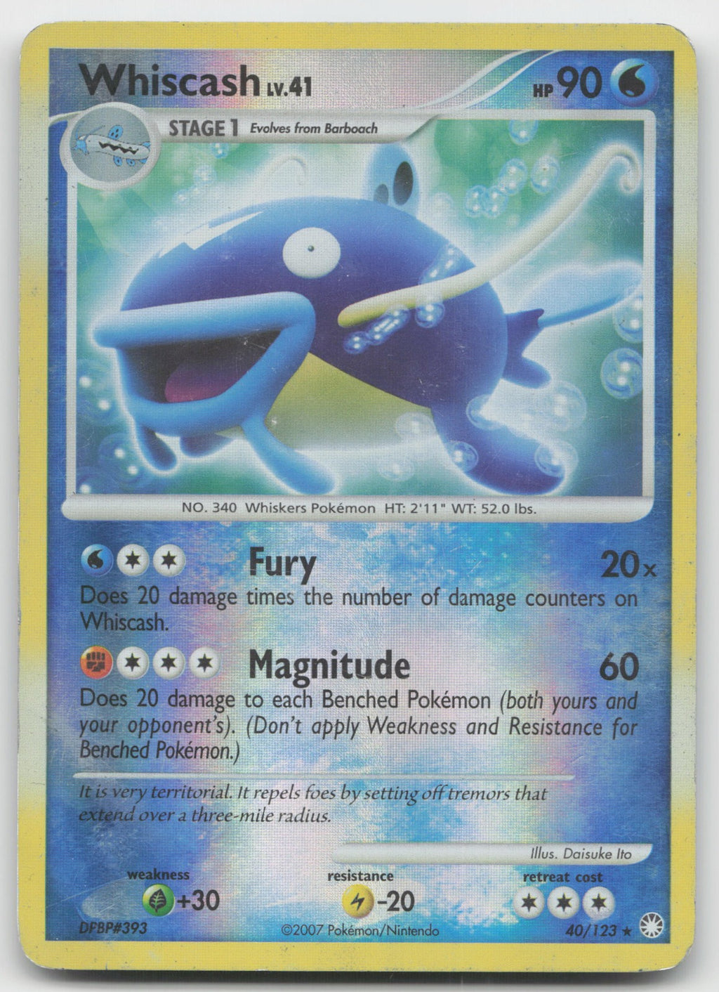 Whiscash Rare Reverse Holo Mysterious Treasures 40/123 DMG