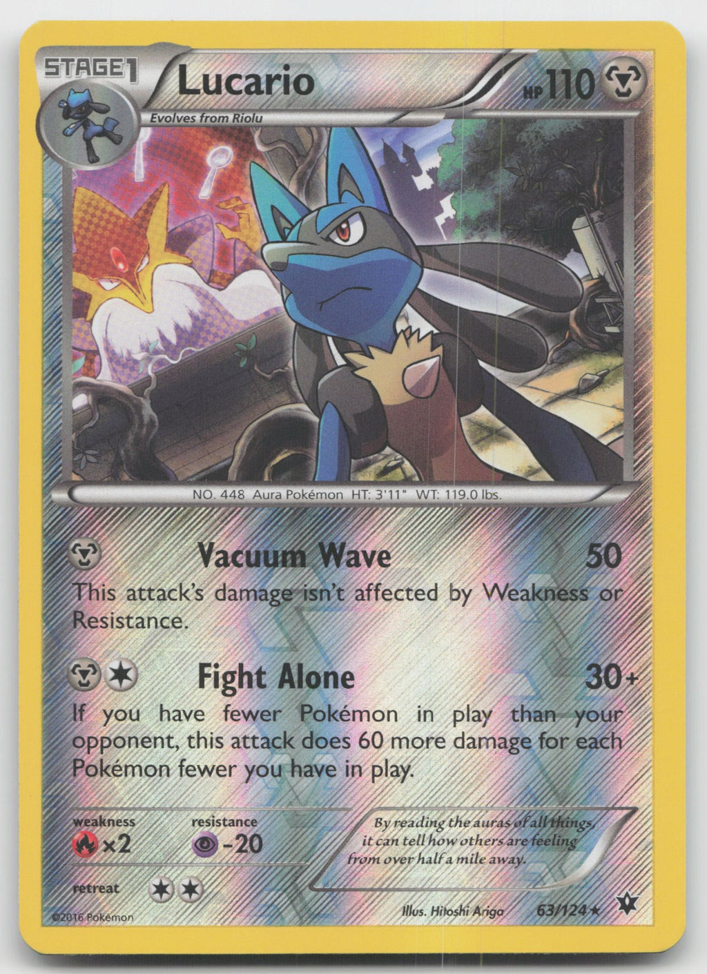 Lucario Reverse Holo Rare XY - Fates Collide 63/124 LP