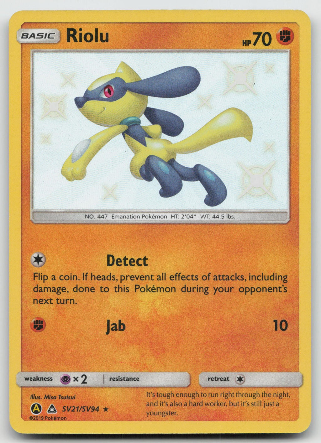 Riolu Shiny Holo Rare Hidden Fates: Shiny Vault SV21/SV94 NM