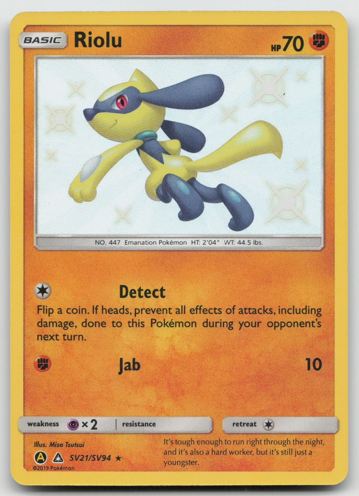 Riolu Shiny Holo Rare Hidden Fates: Shiny Vault SV21/SV94 NM