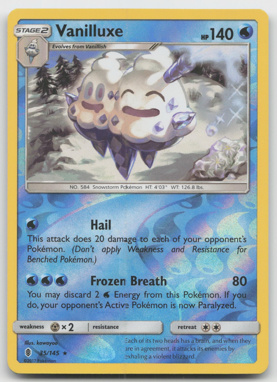 Vanilluxe Reverse Holo Rare SM - Guardians Rising 35/145 VLP