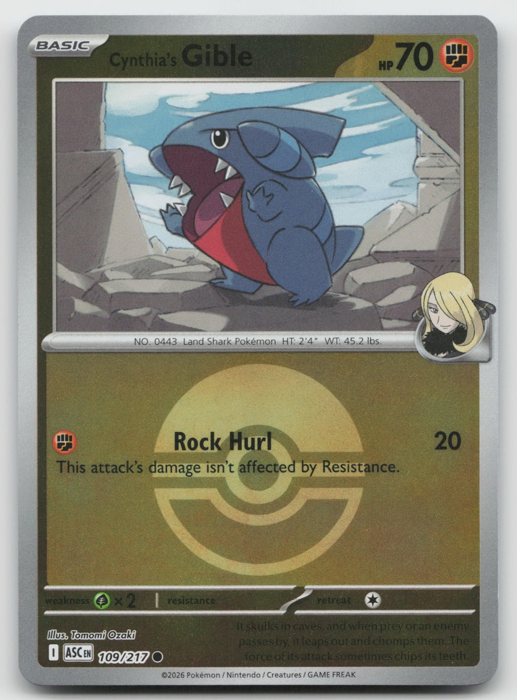 Cynthia's Gible (Poke Ball) Common Reverse Holo ME: Ascended Heroes 109/217 NM