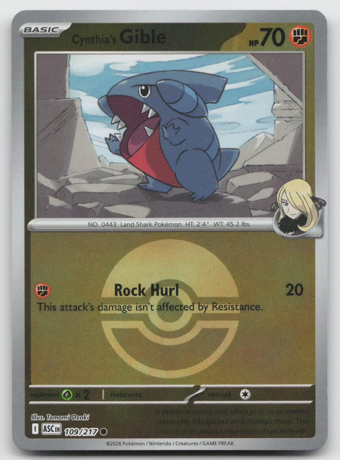 Cynthia's Gible (Poke Ball) Common Reverse Holo ME: Ascended Heroes 109/217 NM