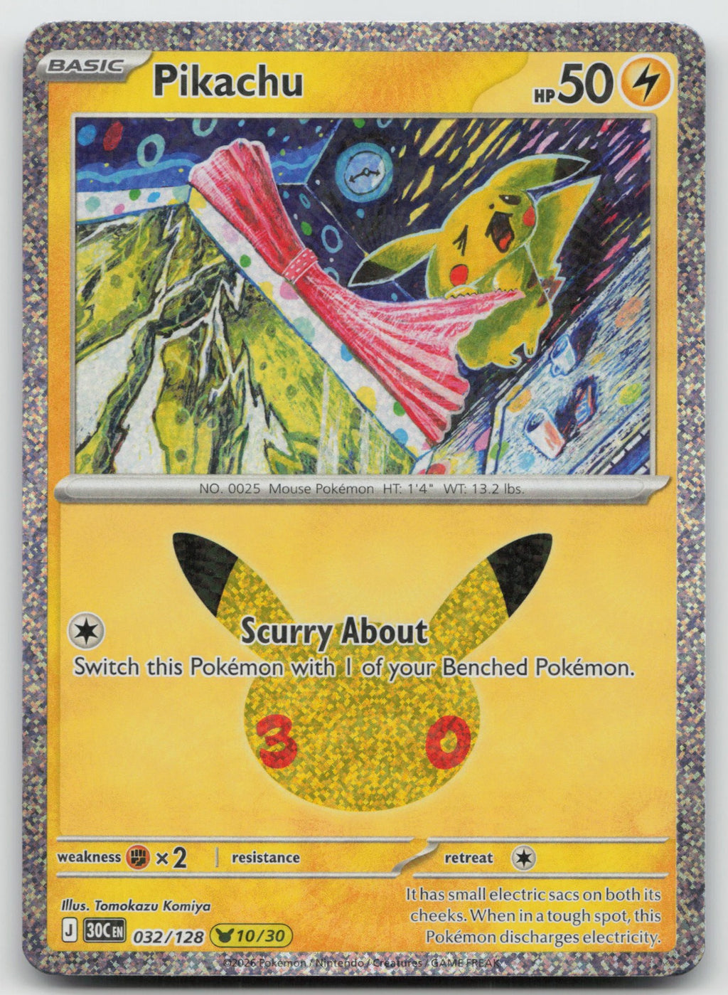 Pikachu Holo Pikachu Rare ME: 30th Celebration 032/128 NM