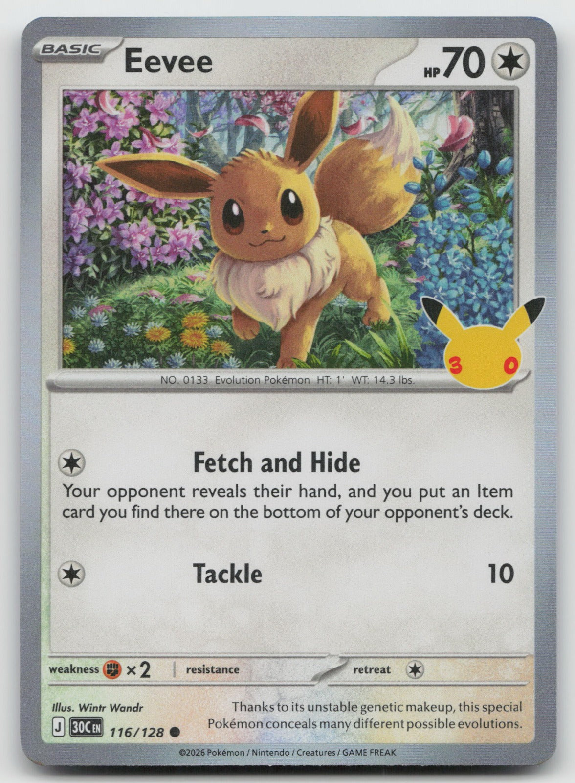 Eevee Holo Common ME: 30th Celebration 116/128 NM