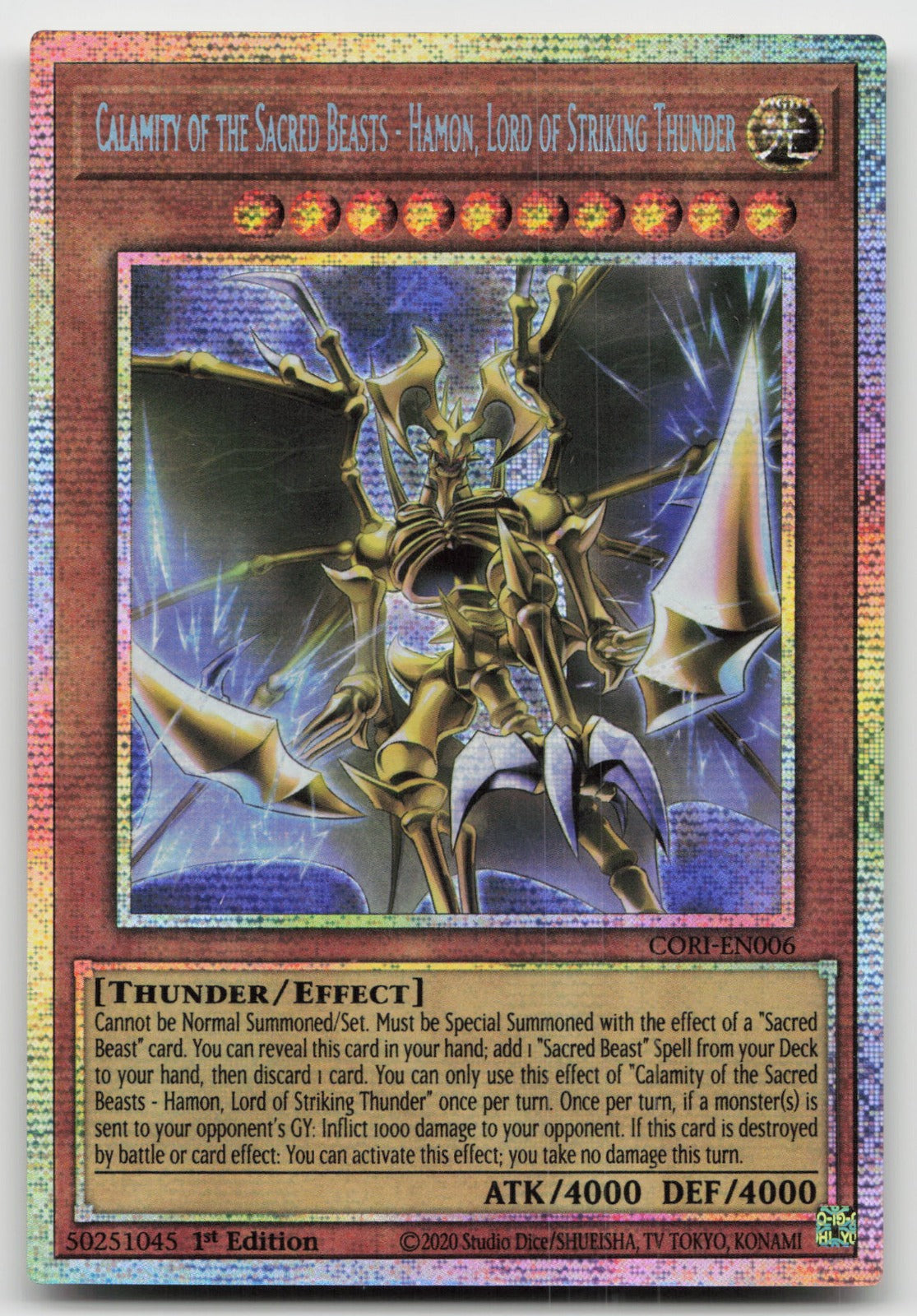 Calamity of the Sacred Beasts - Hamon Starlight Rare Chaos Origins CORI-EN006 NM