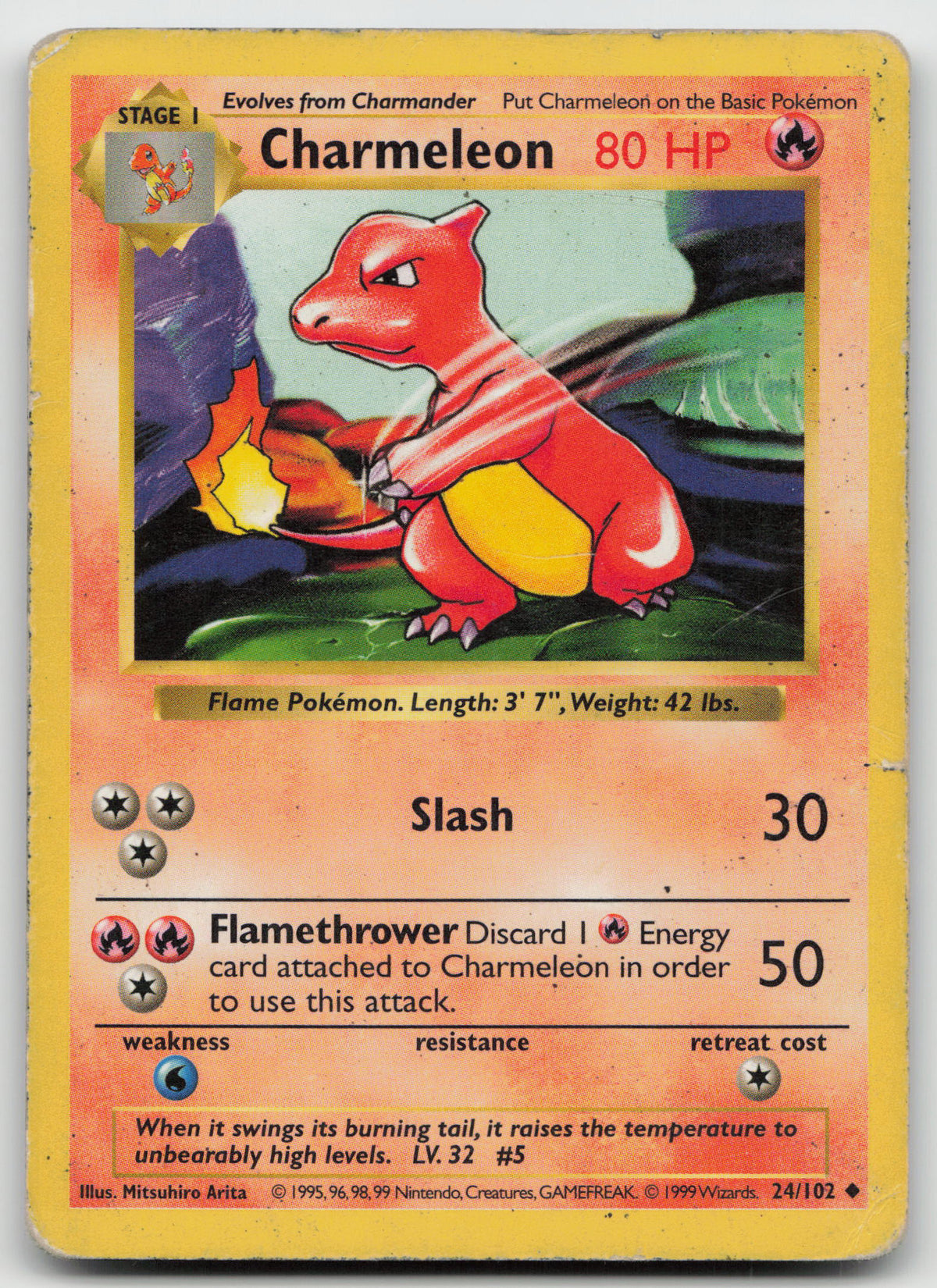 Charmeleon Uncommon Normal Base Set (Shadowless) 24/102 HP