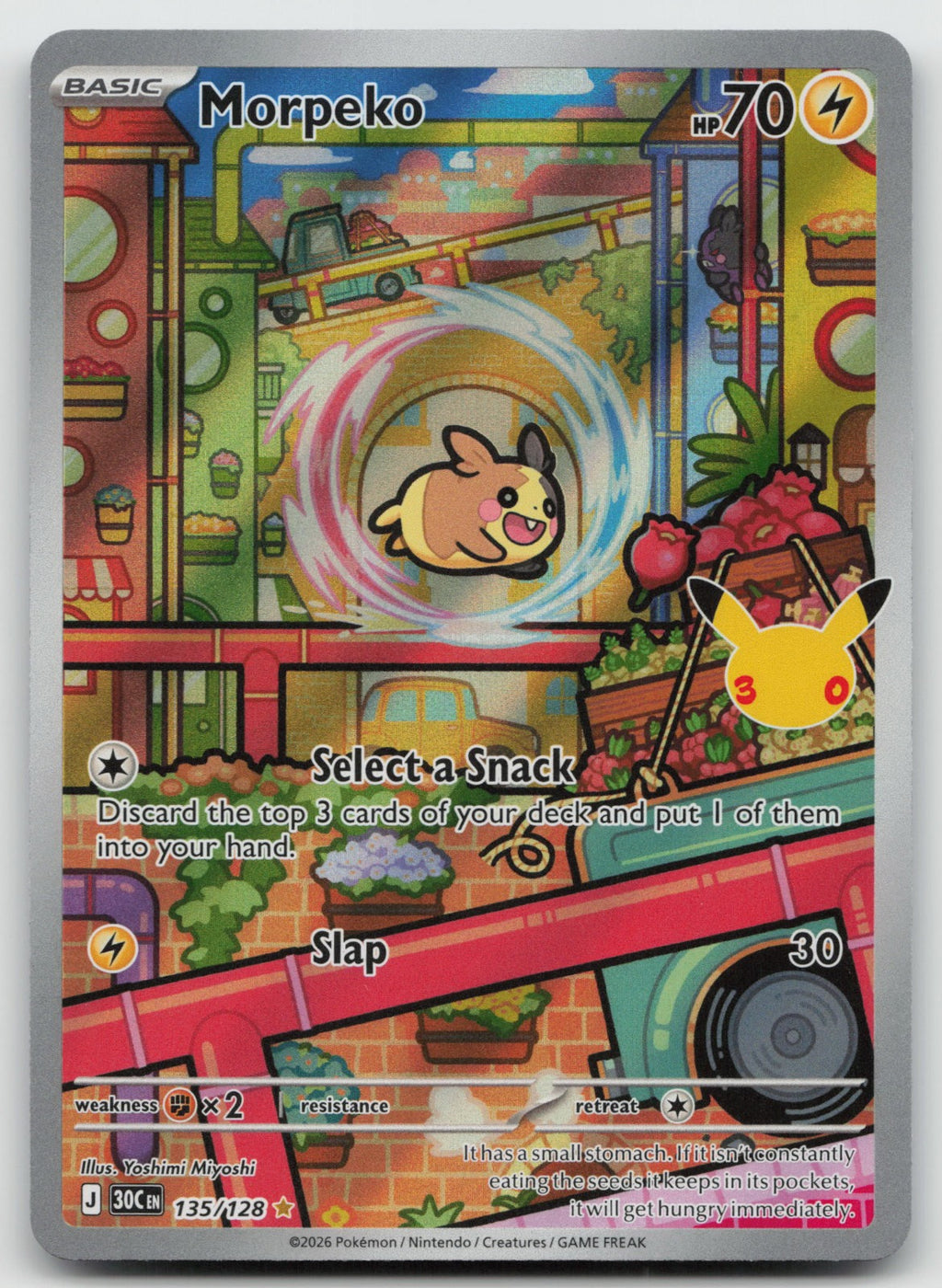 Morpeko Holo Illustration Rare ME: 30th Celebration 135/128 NM