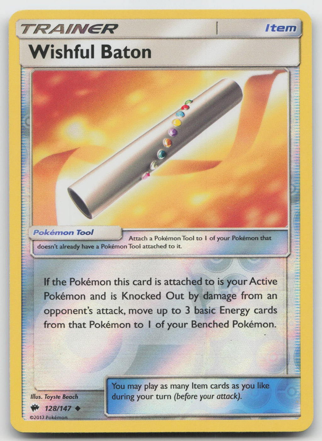Wishful Baton Reverse Holo Uncommon SM - Burning Shadows 128/147 NM