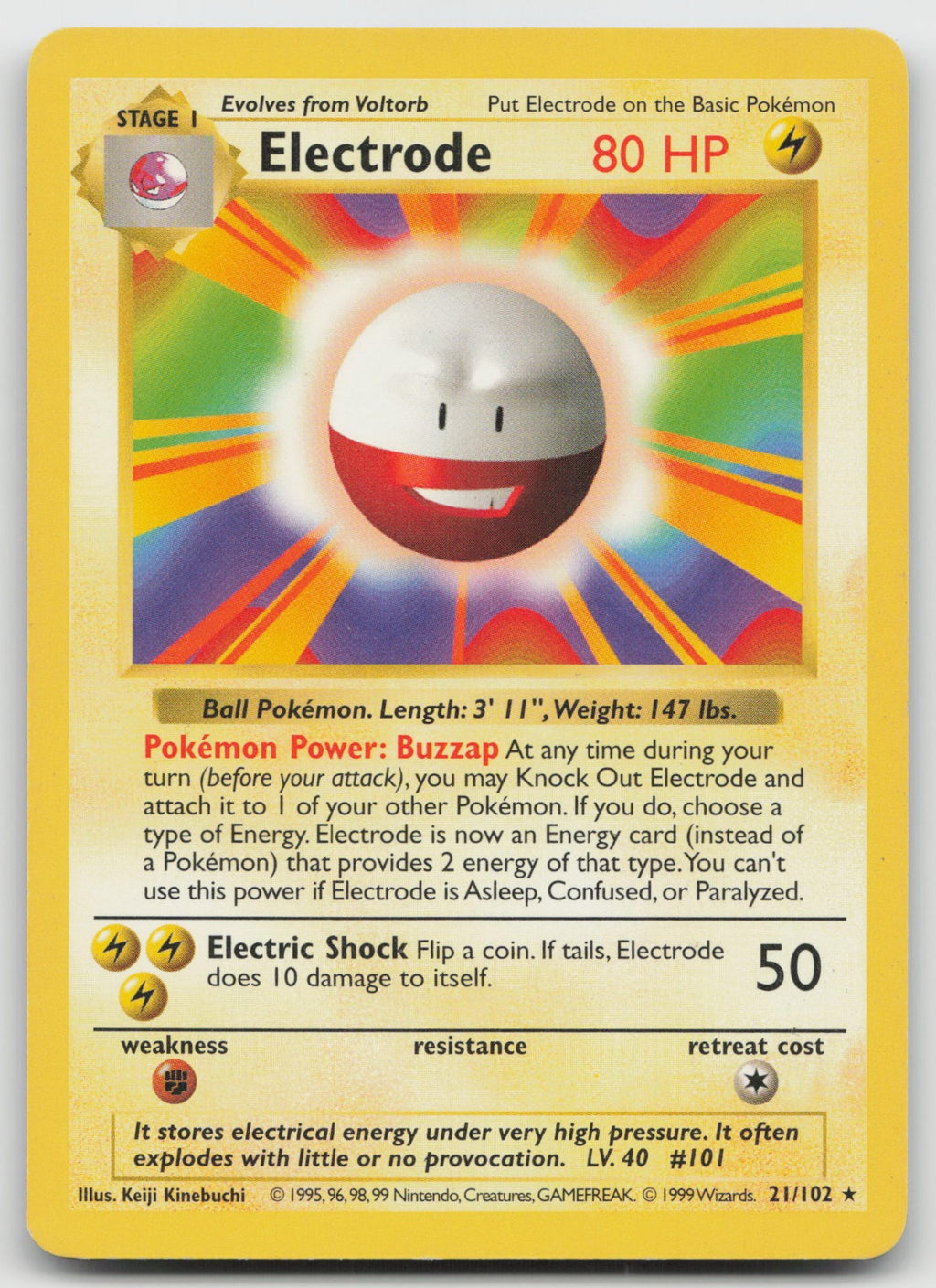 Electrode Rare Base Set (Shadowless) 21/102 MP