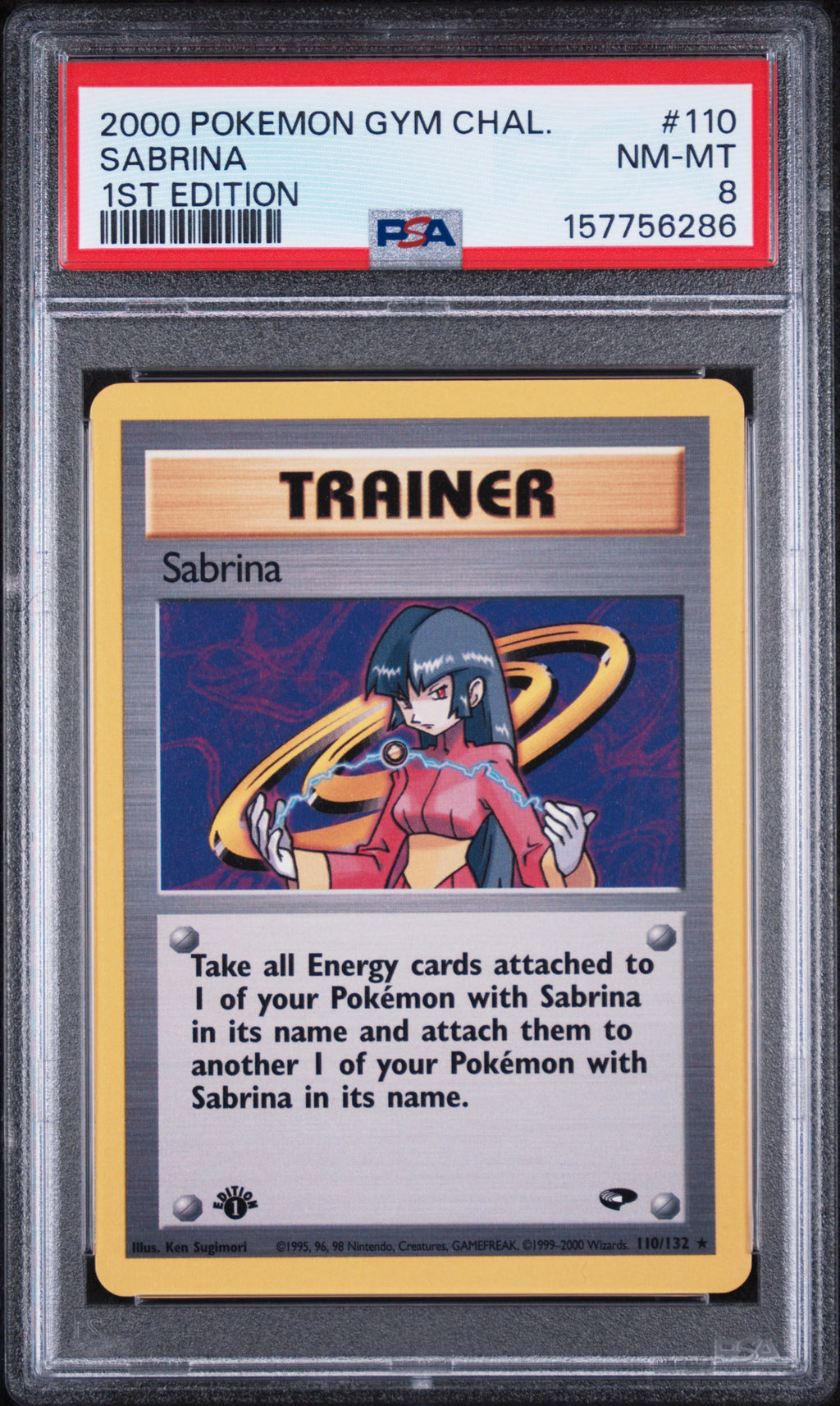 Sabrina 1st Edition Pokemon Gym Challenge 110/132 PSA 8
