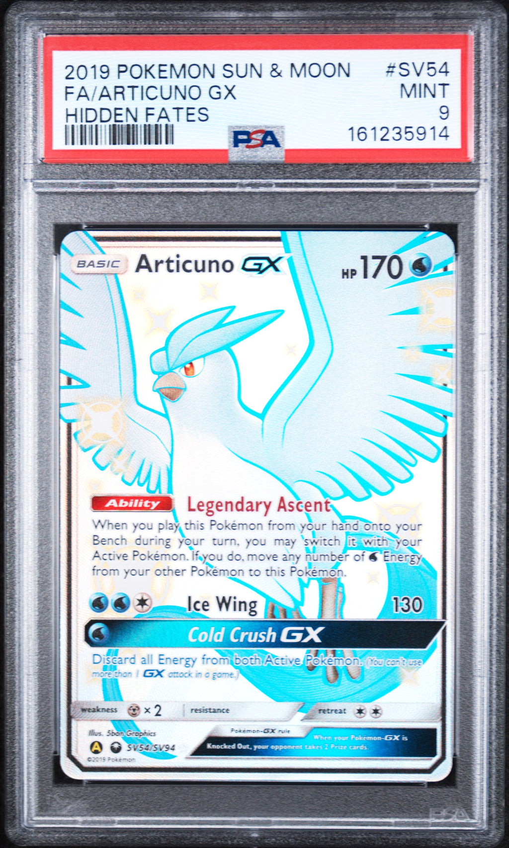 Articuno Gx Pokemon Sun & Moon Hidden Fates SV54/SV94 PSA 9
