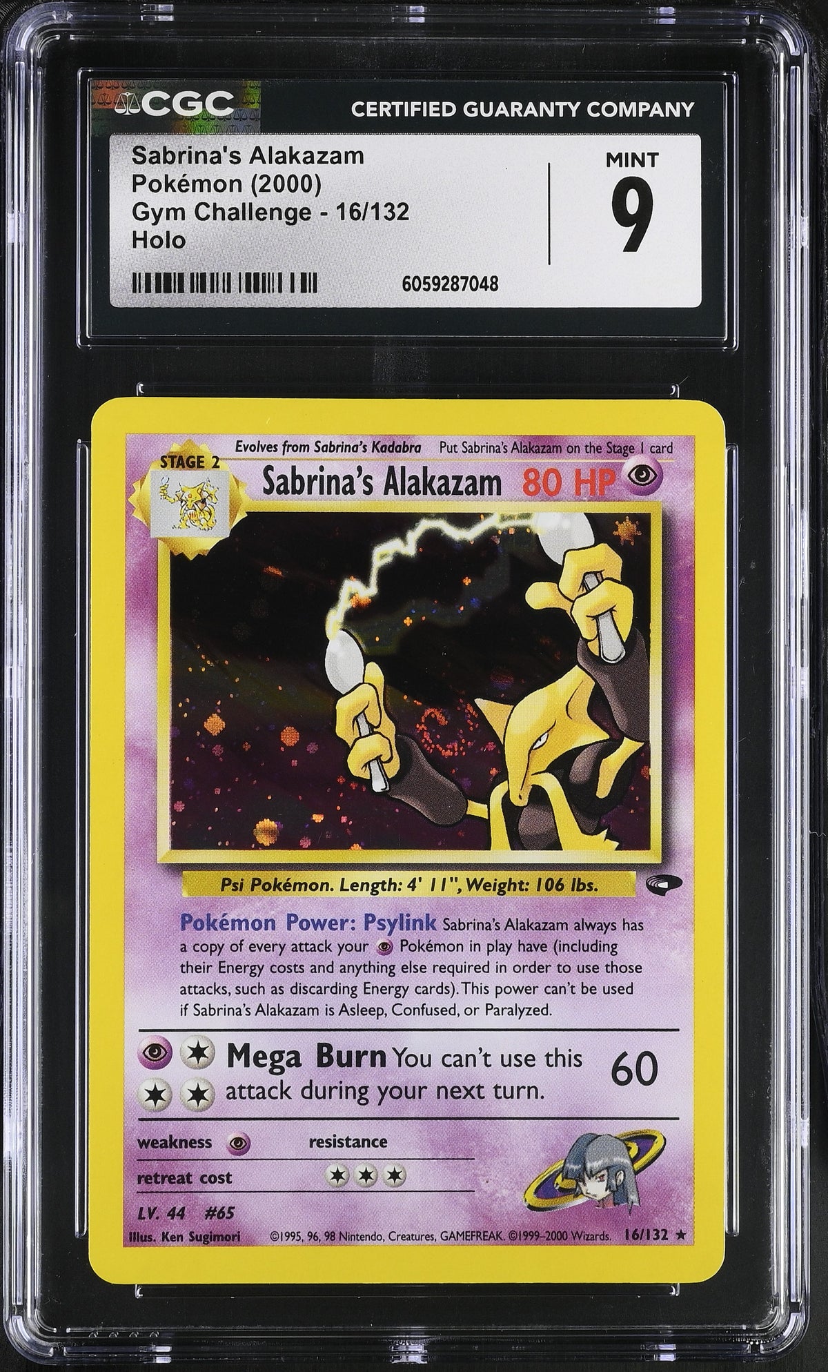 Sabrina's Alakazam Holo Gym Challenge 16/132 CGC 9 NOT PSA