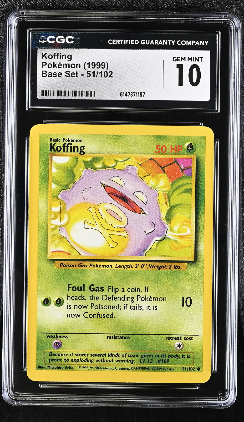 Koffing Base Set 51/102 WOTC CGC 10 NOT PSA
