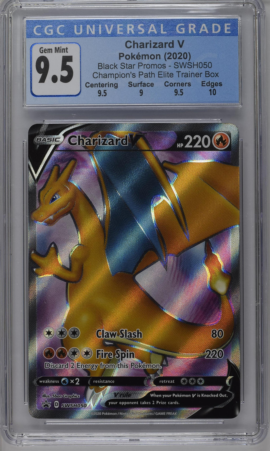 Charizard V Champion's Path Elite Trainer Box SWSH050 CGC 9.5 NOT PSA