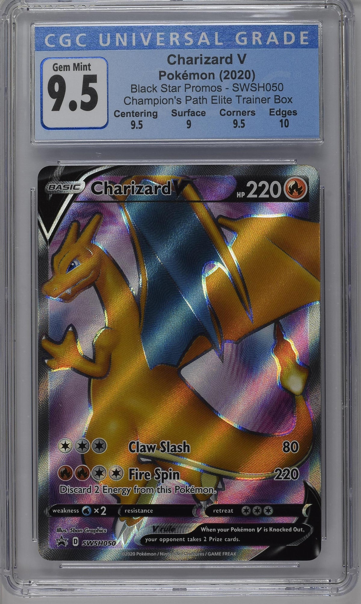 Charizard V Champion's Path Elite Trainer Box SWSH050 CGC 9.5 NOT PSA