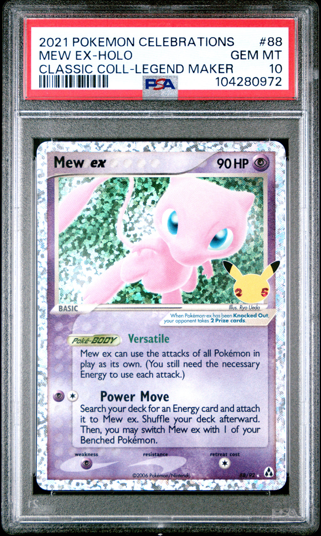 Mew Ex Holo Legend Maker Pokemon Celebrations Classic Collection 88/92 PSA 10