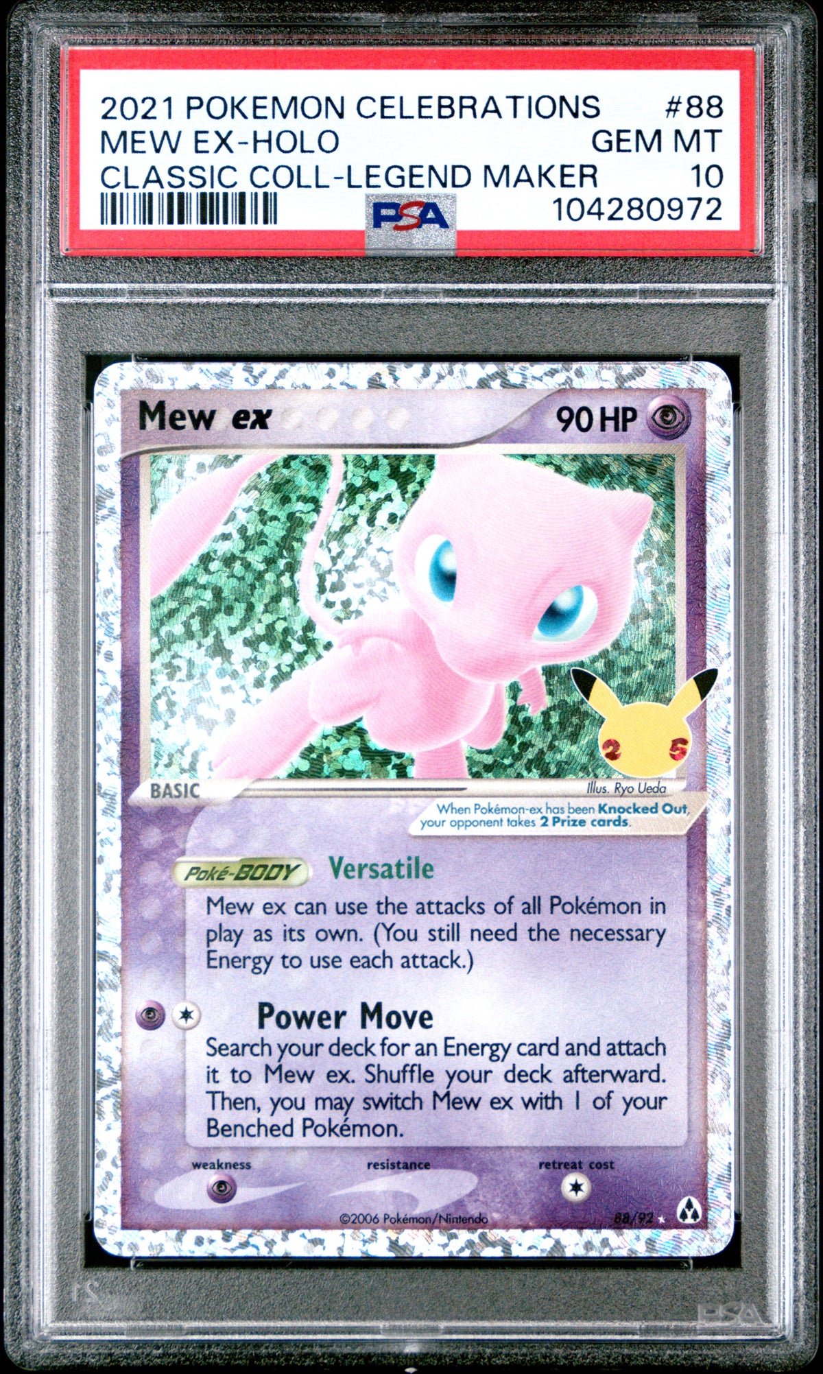Mew Ex Holo Legend Maker Pokemon Celebrations Classic Collection 88/92 PSA 10