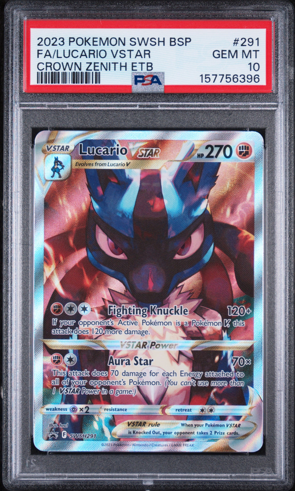 Lucario Vstar Crown Zenith Etb Pokemon Black Star Promo SWSH291 PSA 10