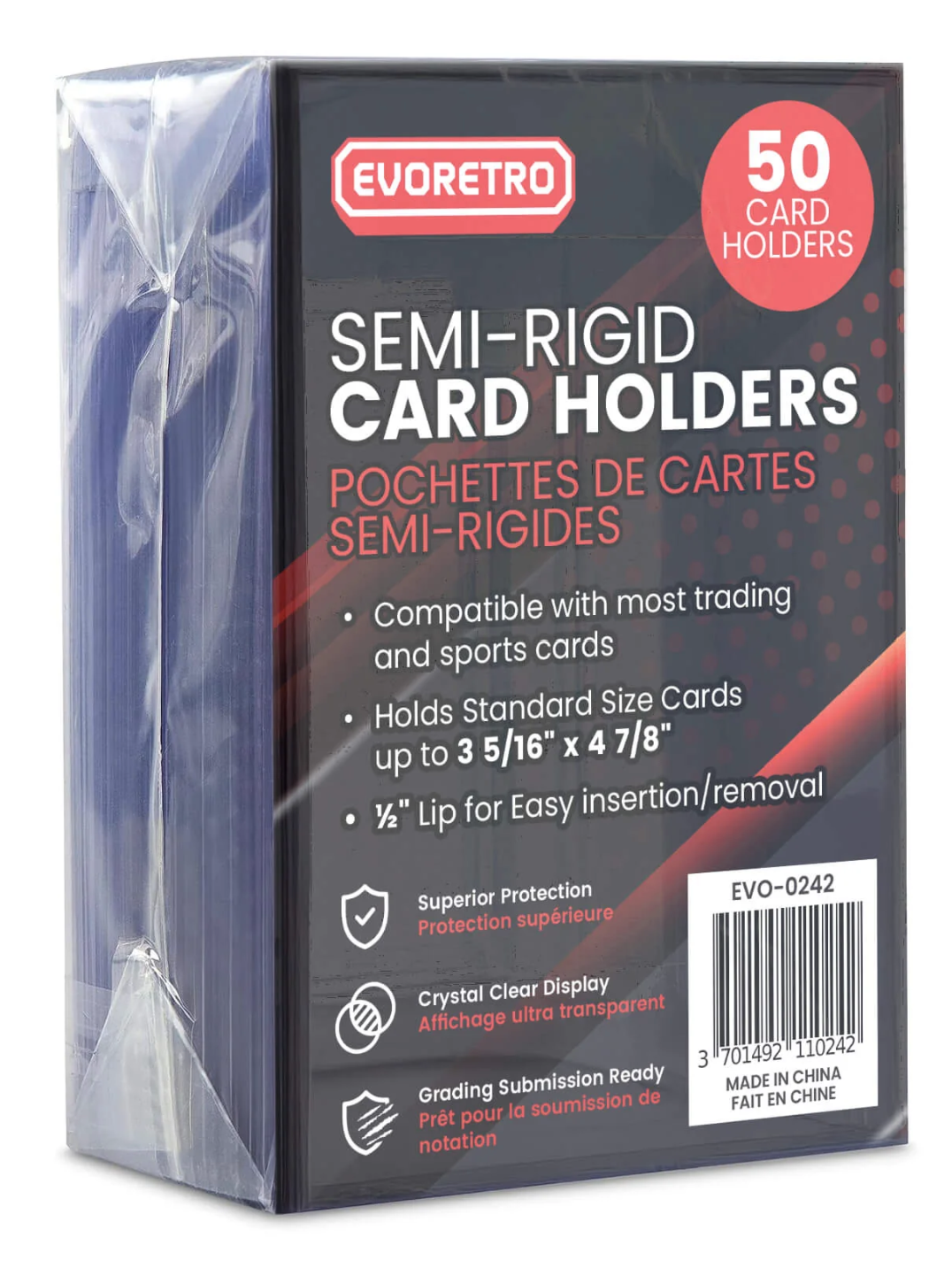 EVORETRO Semi-Rigid Card Holders - 50 Pack