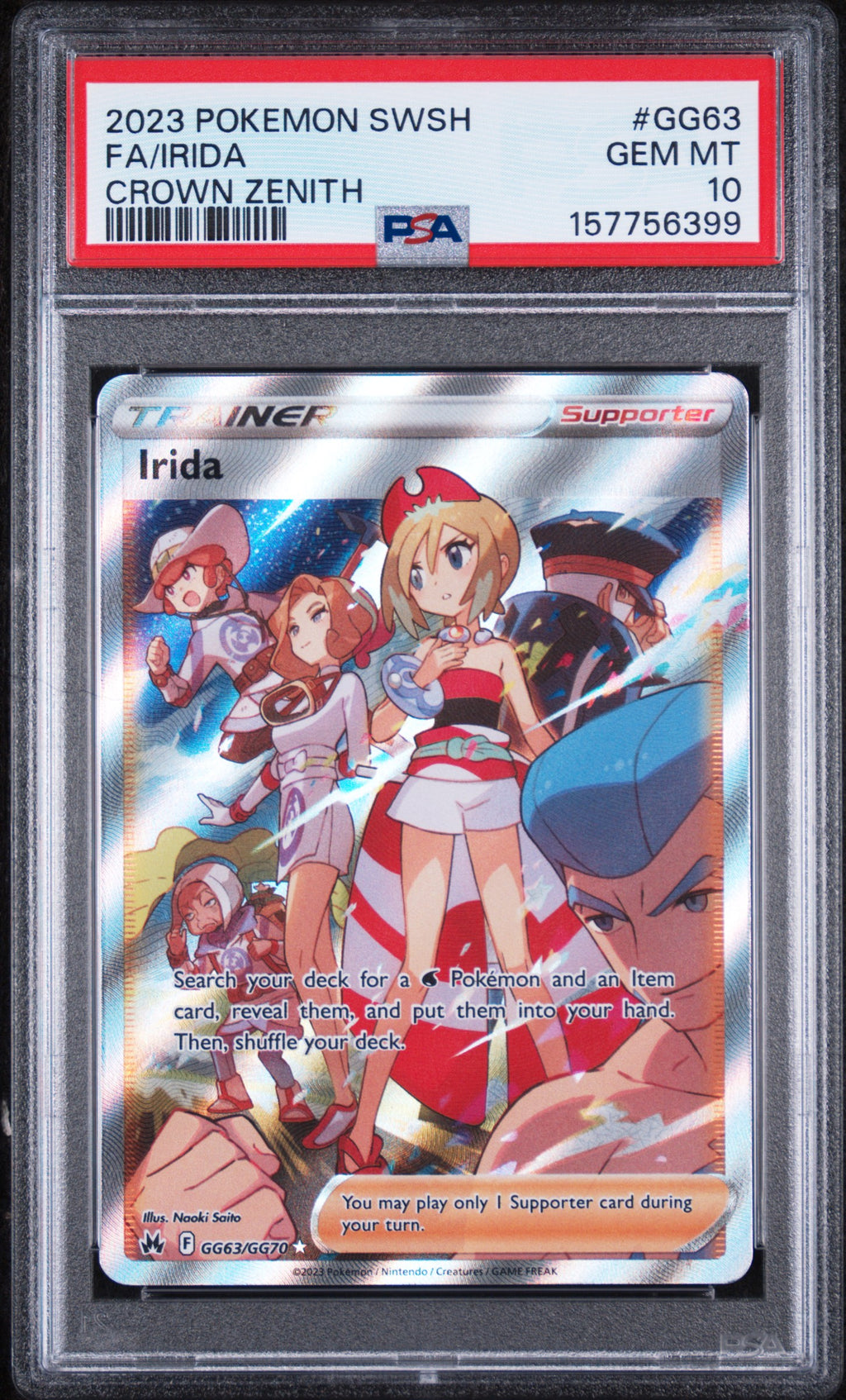 IridaPokemon Sword And Shield Crown Zenith GG63/GG70 PSA 10