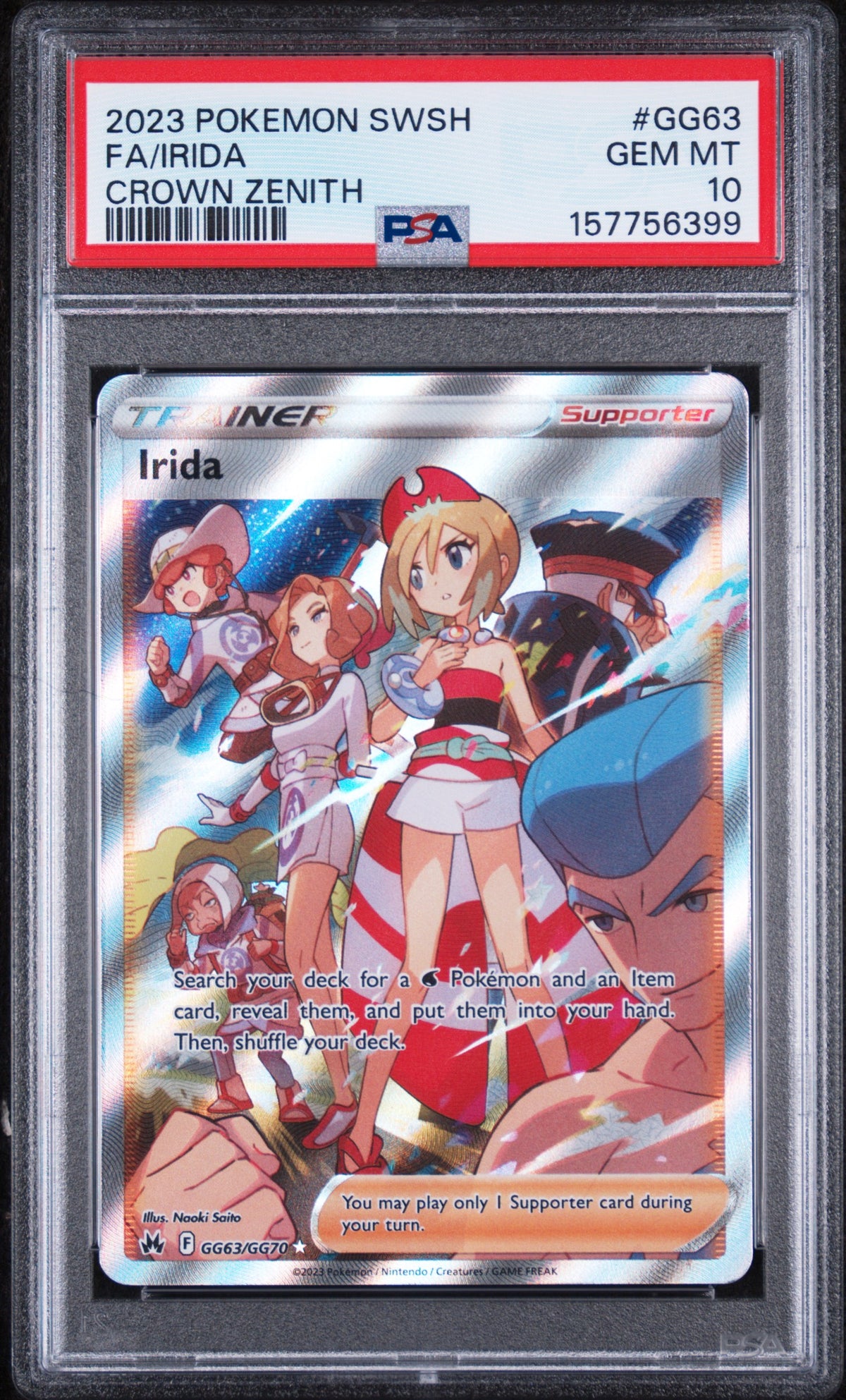 IridaPokemon Sword And Shield Crown Zenith GG63/GG70 PSA 10