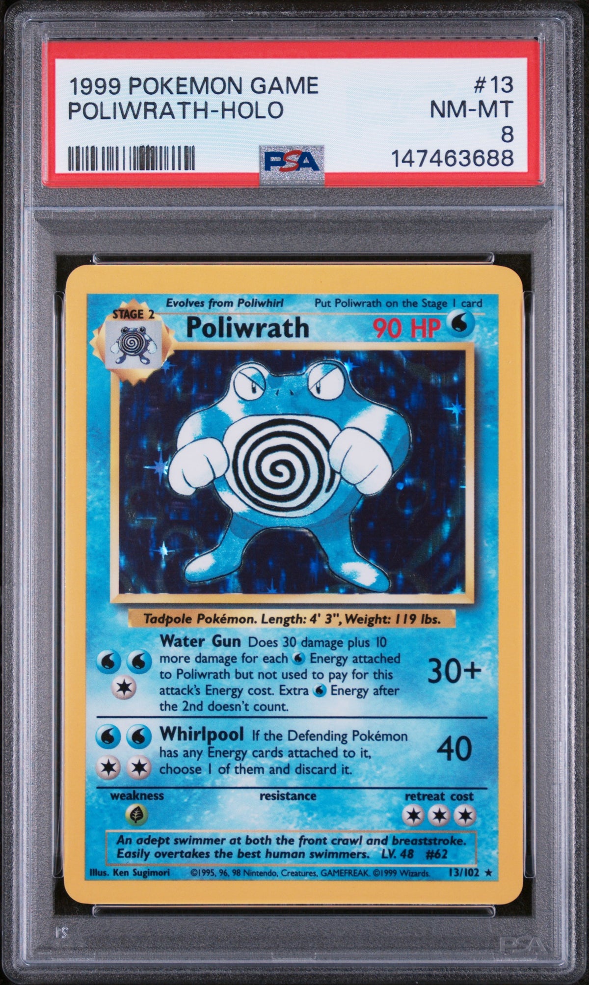 Poliwrath Holo Pokemon Game 13/102 PSA 8