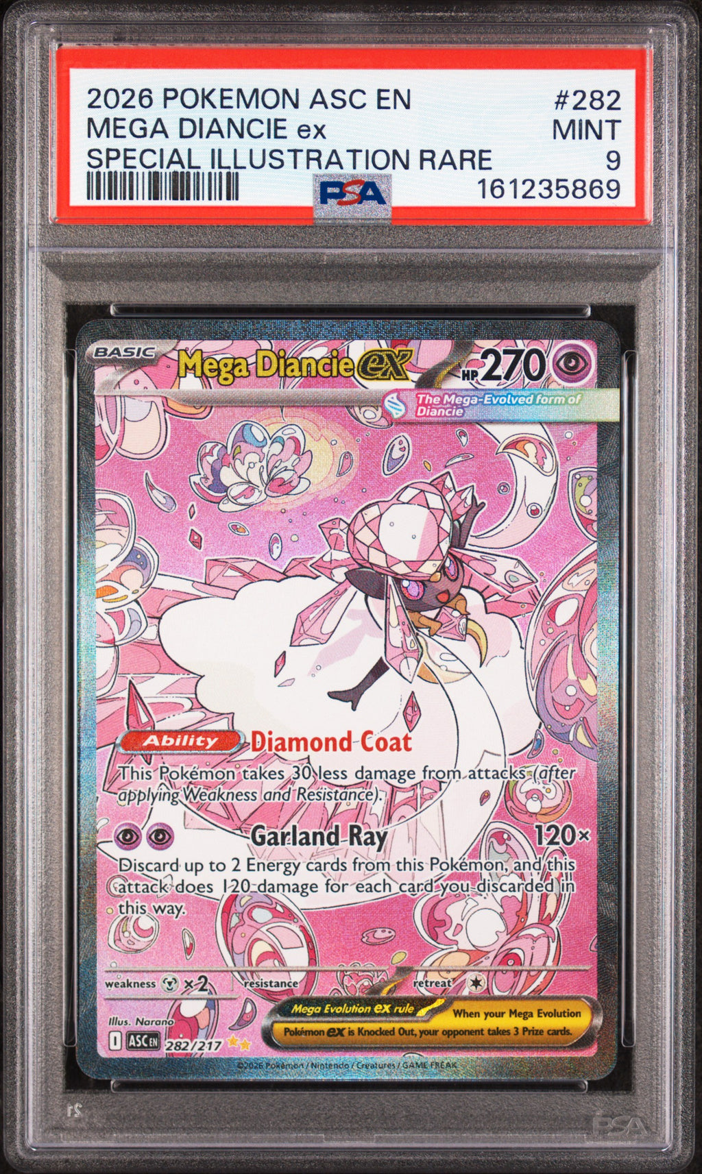 Mega Diancie Ex Special Illustration Rare Pokemon Ascended Heroes 282/217 PSA 9