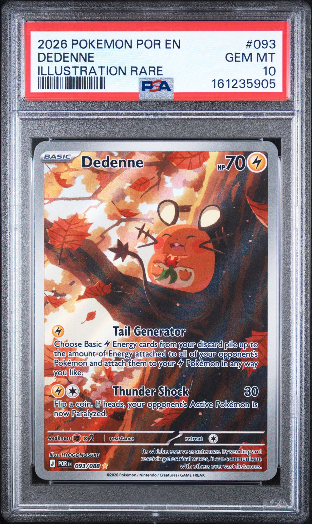 Dedenne Illustration Rare Pokemon Por En-Perfect Order 093/088 PSA 10