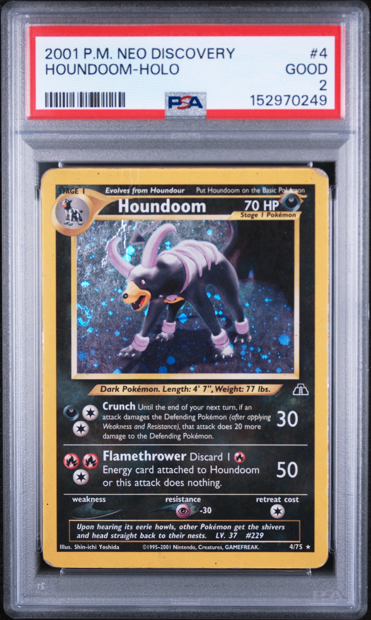 Houndoom Holo Pokemon Neo Discovery 4/75 PSA 2