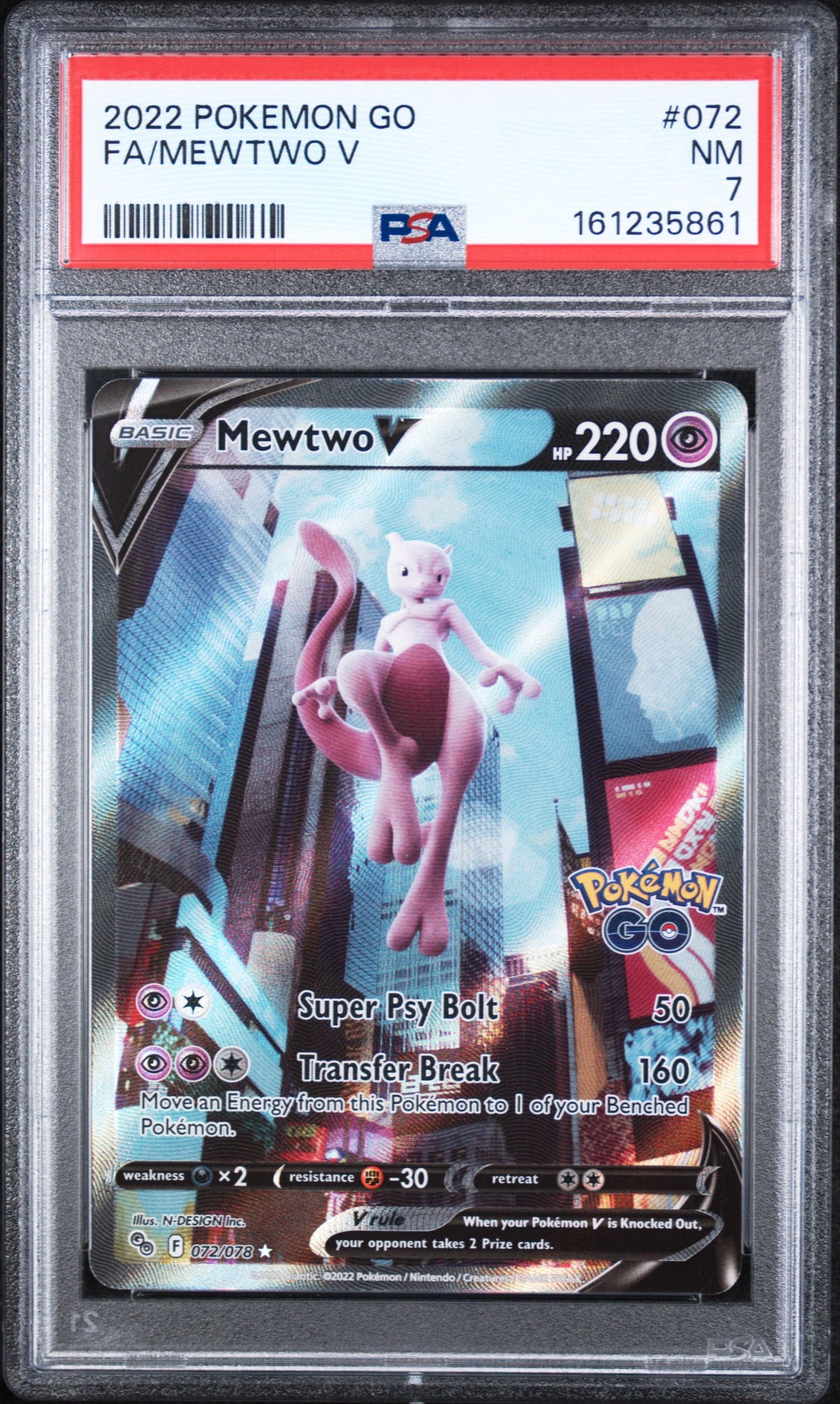 Mewtwo V Pokemon Go 072/078 PSA 7